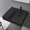 Black Ceramic Wall Mounted or Vessel Sink With Counter Space